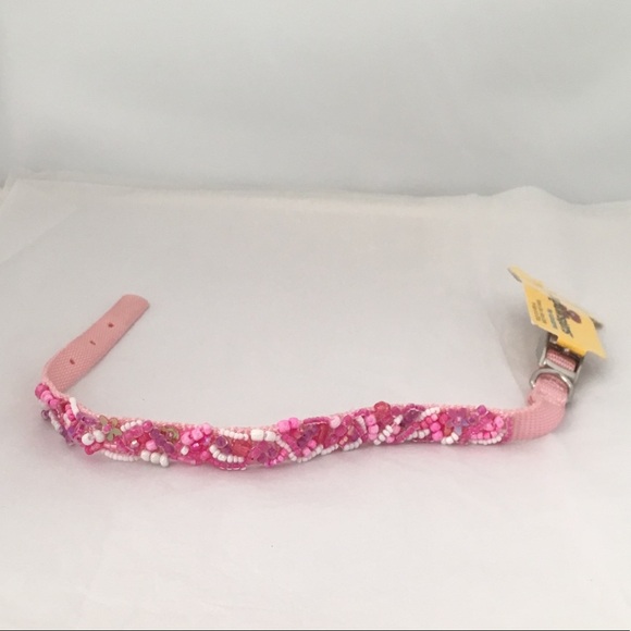 Pink Beaded Dog collar - Picture 2 of 5